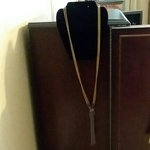 Gold and dark metallic long necklace